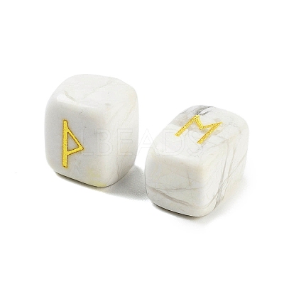 Rectangle Natural Howlite Rune Stones G-Z059-01B-1
