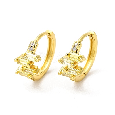 Cubic Zirconia Rectangle Hoop Earrings EJEW-E270-04G-05-1
