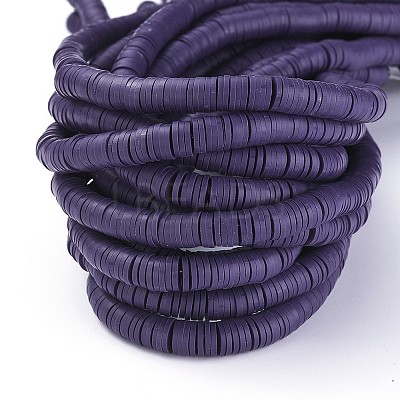 Flat Round Handmade Polymer Clay Beads CLAY-R067-8.0mm-04-1