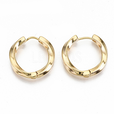 Brass Huggie Hoop Earrings KK-T062-45G-NF-1
