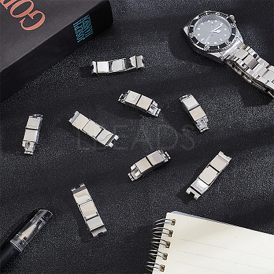 20 Sets 2 Styles Rectangle 201 Stainless Steel Watch Band Clasps STAS-DC0011-60-1
