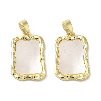 Brass Pave Shell Pendants KK-I708-13D-G-1