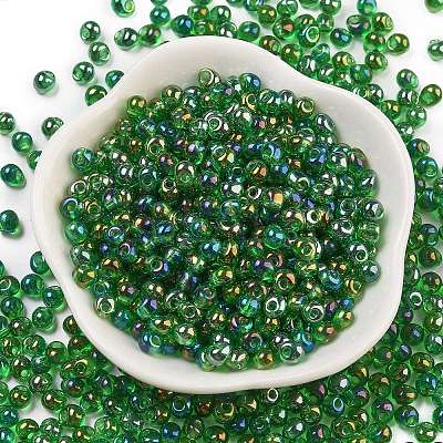 6/0 Inside Colours Fringe Glass Seed Beads SEED-A034-03G-1