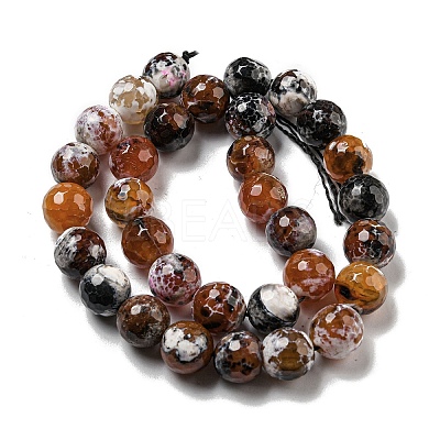 Faceted Natural Fire Crackle Agate Beads Strands G-F447-12mm-N14-1