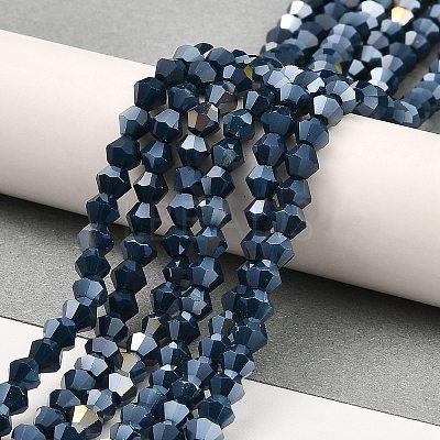 Opaque Solid Color Electroplate Glass Beads Strands GLAA-F029-P4mm-A09-1