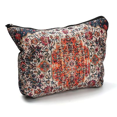Bohemian Flower Printed Linen Storage Zipper Clutch Bags ABAG-Z002-03A-1