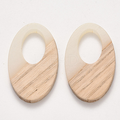 Transparent Resin & Wood Pendants X-RESI-S384-001A-C01-1