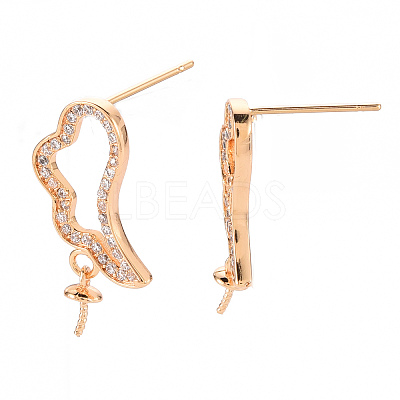Brass Micro Pave Clear Cubic Zirconia Earring Findings KK-T062-234G-NF-1