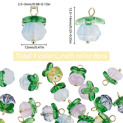 32Pcs 4 Colors Handmade Lampwork Charms LAMP-SC0001-41-1