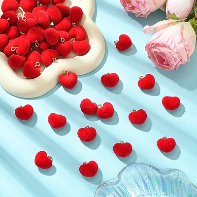 50Pcs Flocky Acrylic Pendants FIND-YW0007-11-1