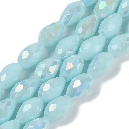 Opaque Solid Color Electroplate Glass Beads Strands EGLA-N013-P4mm-B11-1