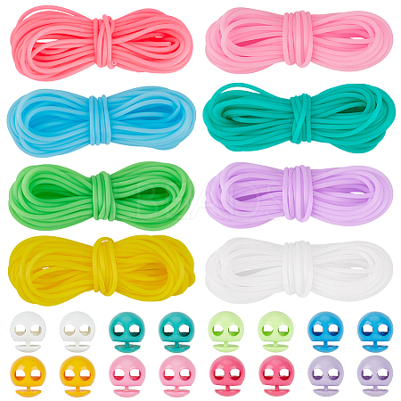 32Pcs 8 Colors Plastic Cord Locks FIND-BC0014-47-1