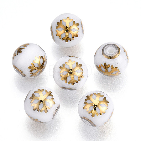 Christmas Opaque Glass Beads EGLA-R113-01C-1