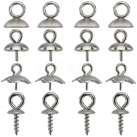 120Pcs 4 Styles 201 & 304 Stainless Steel Cup Peg Bails Charms STAS-SC0006-06-1