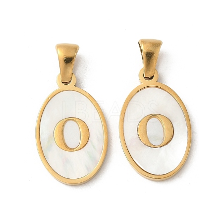Natural Shell Oval with Initial Pendants STAS-I351-23G-O-1