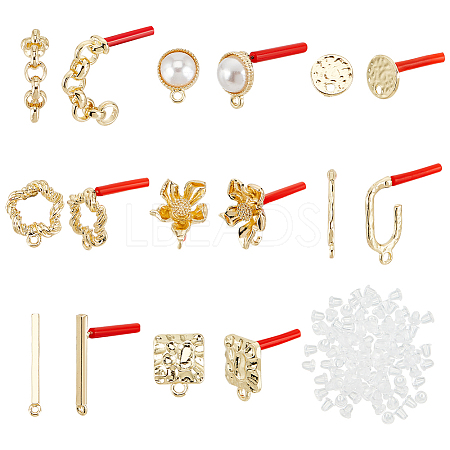   48Pcs 8 Style Alloy Stud Earring Findings FIND-PH0007-25-1