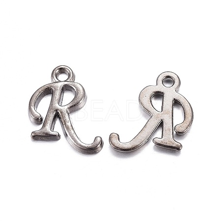 Gunmetal Plated Alloy Letter Pendants PALLOY-P097-03-R-1
