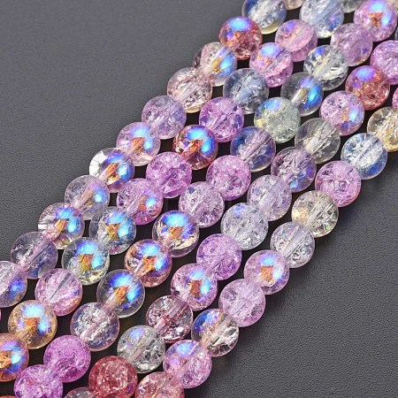 Electroplate Crackle Glass Bead Strands GLAA-S192-C-007B-1