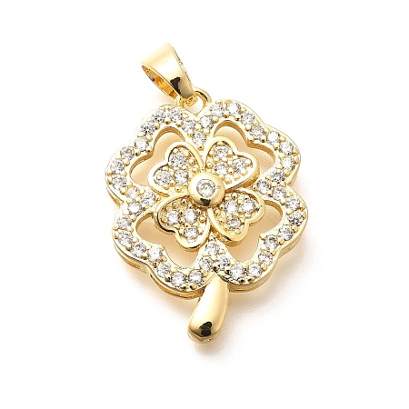 Brass Micro Pave Cubic Zirconia Pendants KK-G519-14G-01-1