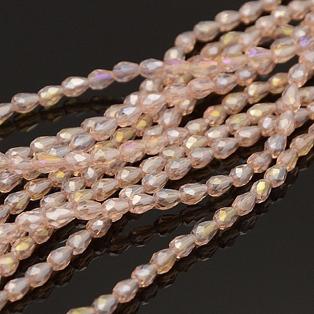 Electroplate Crystal Glass Teardrop Beads Strands EGLA-F076-A01-1