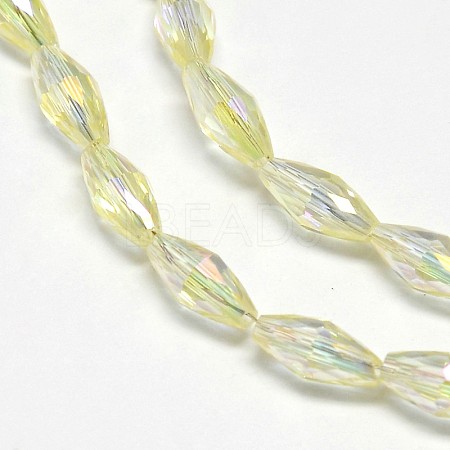 Electroplate Crystal Glass Rice Beads Strands EGLA-F042-A15-1