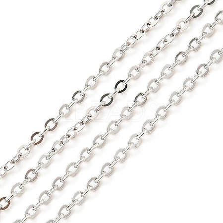 Anti-Tarnish Rhodium Plated 925 Sterling Silver Flat Cable Chains STER-F052-04P-1