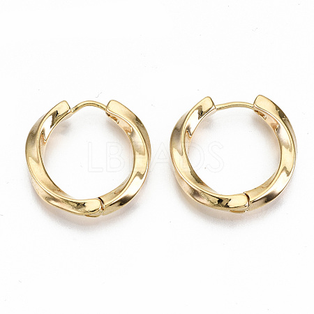 Brass Huggie Hoop Earrings KK-T062-45G-NF-1
