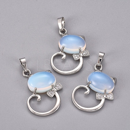 Opalite Kitten Pendants G-L512-R21-1