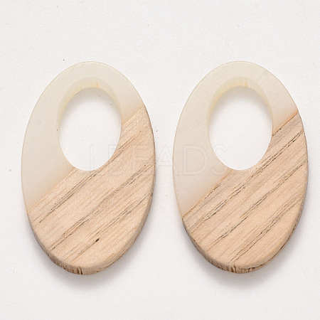 Transparent Resin & Wood Pendants X-RESI-S384-001A-C01-1