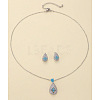 Brass Micro Pave Cubic Zirconia Pendant Necklaces & Stud Earrings Sets FS-WGE5CB1-01-1