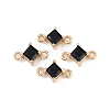 Brass Pave Glass Rhombus Links Connector Charms GLAA-Q088-001H-1