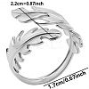 Non-Tarnish Stainless Steel Leaf Open Cuff Ring for Unisex AQ9593-1-1