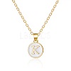 Alloy White Enamel Flat Round with Letter Pendant Necklaces FS-WG63565-11-1