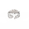 304 Stainless Steel Leaf Wrap Open Cuff Ring for Women RJEW-S405-185P-2