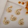 5Pcs Brass Micro Pave clear Cubic Zirconia Pendants ZIRC-SZ0002-52-3