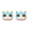 Light Gold Plated Alloy Kitten Pendants X-ENAM-T009-41A-2