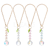 Teardrop Glass & Acrylic Flower Car Mirror Pendant Decorations HJEW-DR00051-1