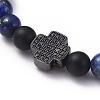 Natural Lapis Lazuli(Dyed) Beaded Stretch Bracelets BJEW-JB05026-02-2