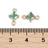 Brass Pave Glass Rhombus Links Connector Charms GLAA-Q088-001B-3