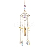Glass Teardrop Pendant Decorations AJEW-Q143-05-3