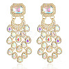 Teardrop with Rectangle Alloy Rhinestone Chandelier Earrings FS-WGBF96F-06-1