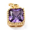 Real 18K Gold Plated Brass Inlaid Cubic Zirconia Charms ZIRC-L100-073G-05-2