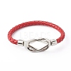 Braided Imitation Cowhide Leather Cord Bracelets for Couple BJEW-JB06443-14