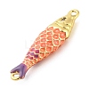 Brass Enamel Fish Connector Charms KK-H527-11G-05-2