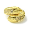 Brass Micro Pave Cubic Zirconia Open Cuff Rings RJEW-K256-39G-2