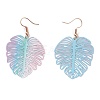 Spray Painted Stainless Steel Monstera Leaf Dangle Earrings EJEW-I256-01G-2