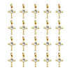 20Pcs Brass Micro Pave Cubic Zirconia Tiny Cross Charms KK-DC0001-85-1