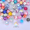Printed Round Silicone Focal Beads SI-JX0056A-214-2