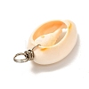 Natural Cowrie Shell Pendants PALLOY-JF00940-02-3