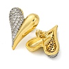 Rack Plating Heart Brass Micro Pave Clear Cubic Zirconia Stud Earrings KK-M021-03G-2